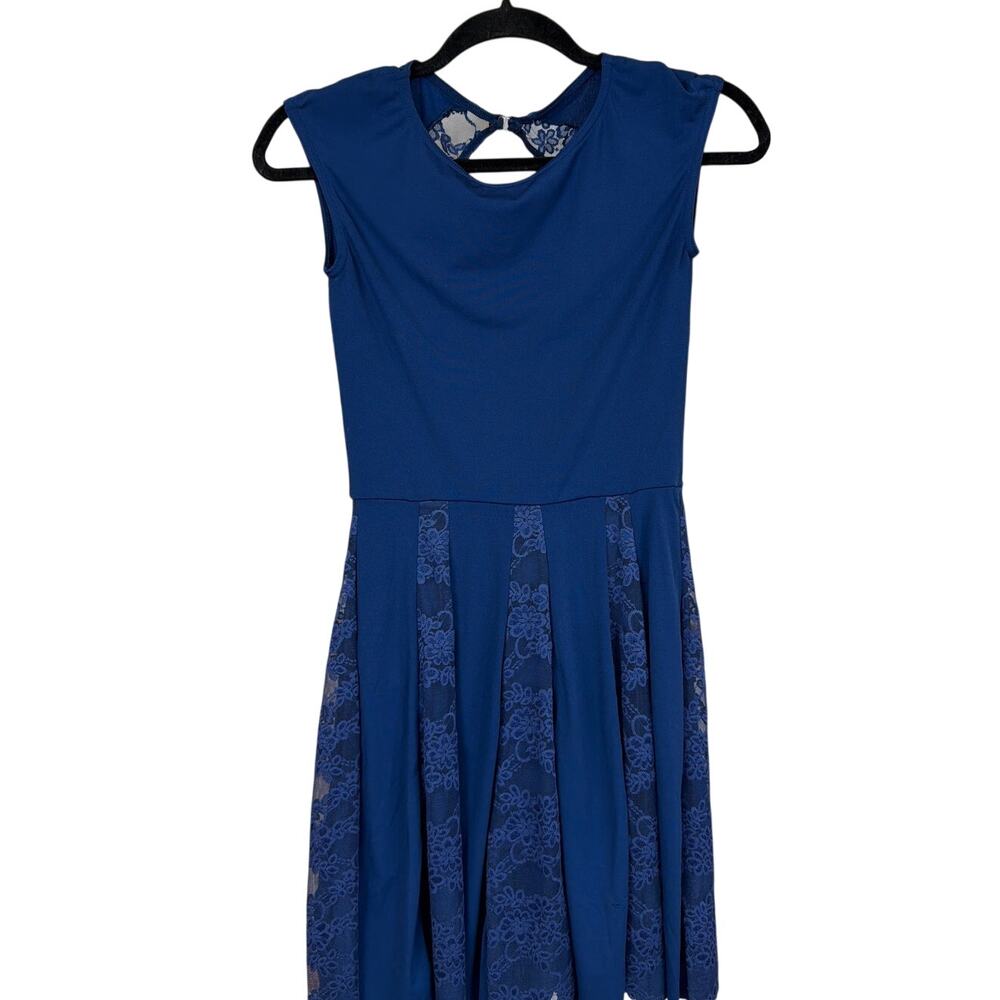 Weissman Cobalt Blue Lace Insert Dress Size SMALL Dance Competition